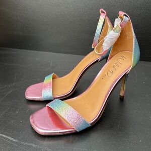 Wild Pair Bethie2 Stiletto Heels Women Size US 7.5M Pink Glitter Open Toe Dressy